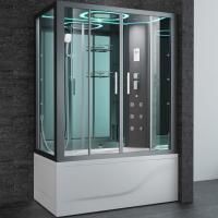 Душевой бокс SSWW BU611 R 150x85 с баней профиль Голубой сапфир матовый задняя стенка зеркальная