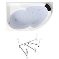 Аэромассажный комплект 4 в 1 Lavinia Boho Grance Hill 361530A0, акриловая ванна 170x105 см (левый разворот), каркас с монтажным набором, подголовник, аэромассаж