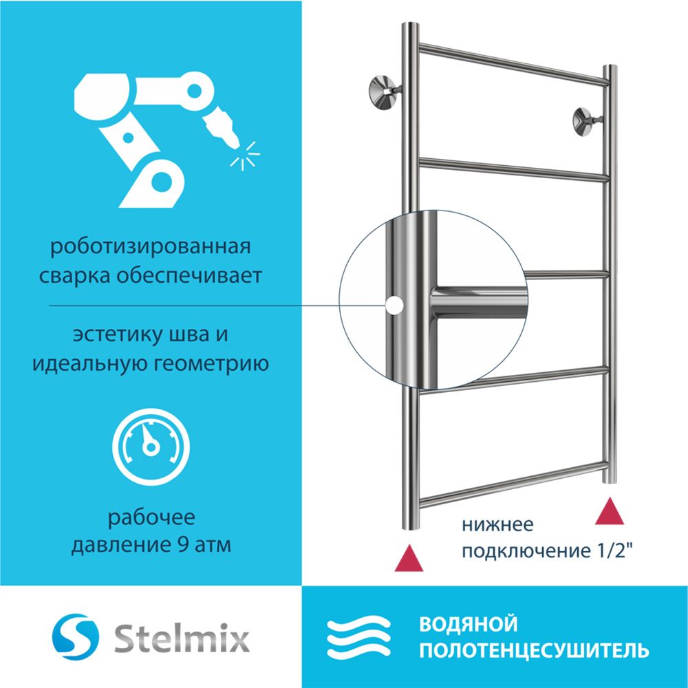 Полотенцесушитель водяной Stelmix 80x50 см, прямой