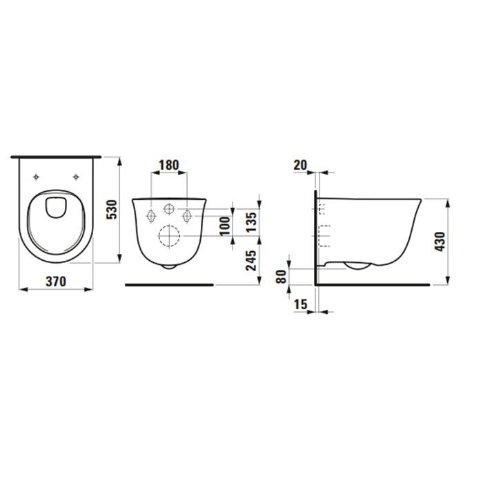 Laufen New Classic Унитаз подвесной безободковый 530х370х430 мм, цвет белый матовый