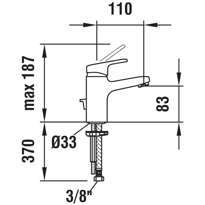 Смеситель для раковины, Laufen, Citypro, тип открывания воды-однорычажный, тип регулирования воды-керамический картридж, монтаж-на раковину/столешницу, отверстия для монтажа-1, вынос излива, мм-110, тип излива-неподвижный, донный клапан-отсутствует, тип п, артикул HF500902100000