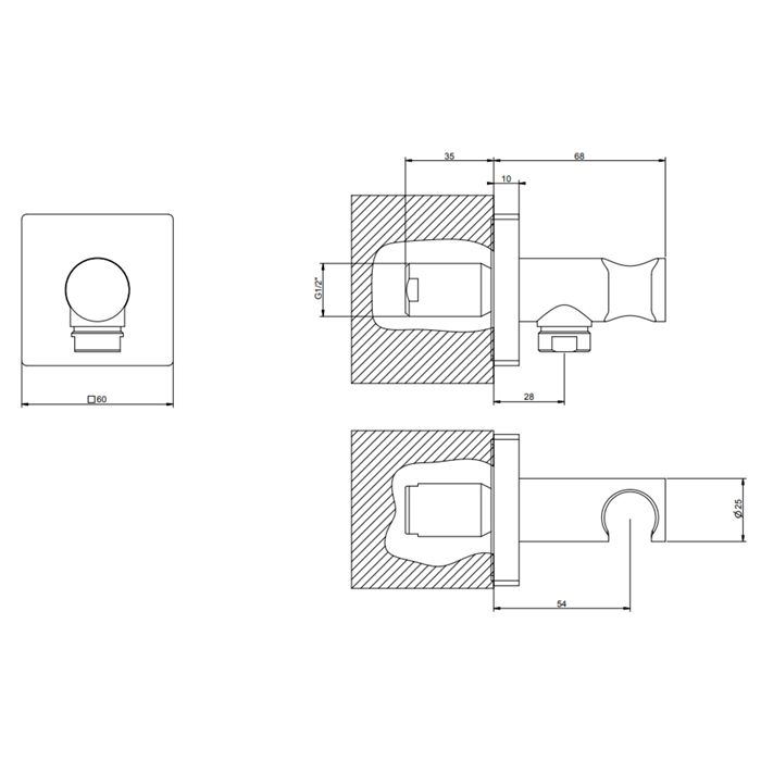 GESSI Rilievo Вывод воды с держателем для душевой лейки на 1/2", цвет: хром