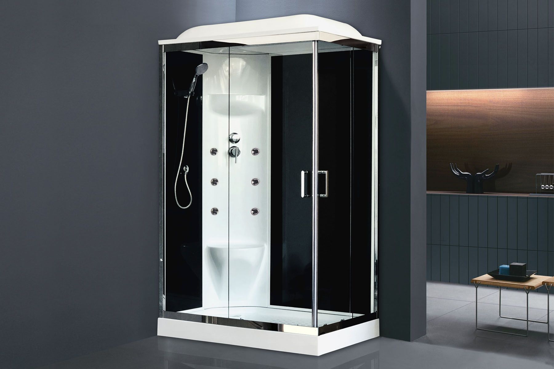 Душевая кабина Royal Bath RB 8120HP7-BT-CH (черное/прозрачное) левая Душевая кабина Royal Bath RB 8120HP7-BT-CH (черное/прозрачное) левая