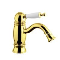 OXFORD Смеситель для биде моноком., ручка (сверху) белая, золото