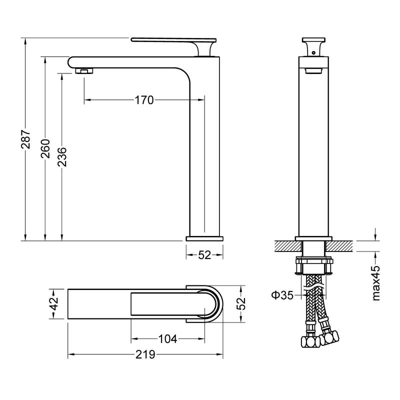 Смеситель для раковины Timo Anni 2711/03F Черный, артикул 2711/03F