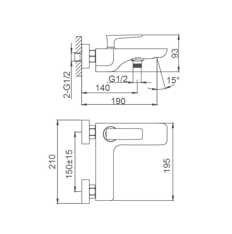 Смеситель для ванны WONZON & WOGHAND SHARK, Хром (WW-483101-CR)
