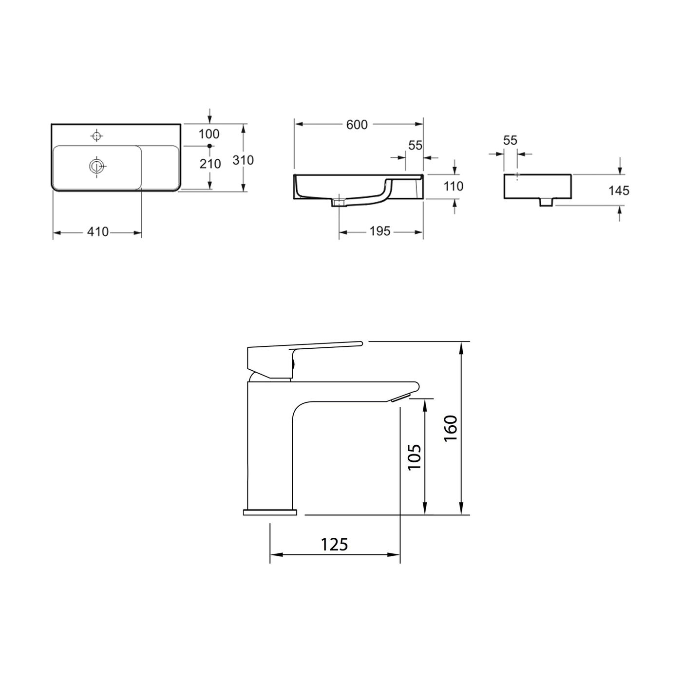 Комплект 2 в 1 Lavinia Boho Bathroom Sink 21510361, накладная фарфоровая раковина 60 см, смеситель