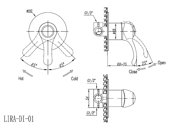 Встраиваемый смеситель для душа CEZARES LIRA-С-DIM