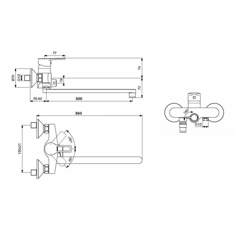 Смеситель для ванны D-Lin D147601, хром