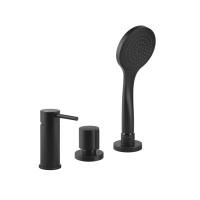 Gessi Emporio Via tortona Смеситель для ванны на 3 отверстия наполнение через слив-перелив, лейка, цвет: Black XL