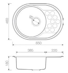 Мойка, OMOIKIRI, Kasumigaura, ширина, мм-650, глубина, мм-460, высота, мм-180, тип установки-встраиваемый, отверстия для смесителя-отсутствуют, с переливом, сифон, донный клапан, декоративный корзинчатый элемент, уплотнительная подкладка в комплекте, мате