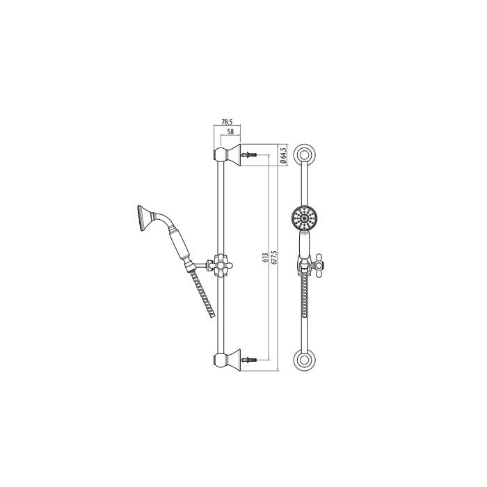 Gattoni PD Душевая стойка 60см с лейкой CLASSIC и шлангом, цвет хром Gattoni PD Душевая стойка 60см с лейкой CLASSIC и шлангом, цвет хром