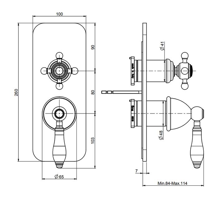 Fima Carlo Frattini Herend Смеситель для душа, встраиваемый, на 2/3 выхода, черные ручки, цвет: хром Fima Carlo Frattini Herend Смеситель для душа, встраиваемый, на 2/3 выхода, черные ручки, цвет: хром