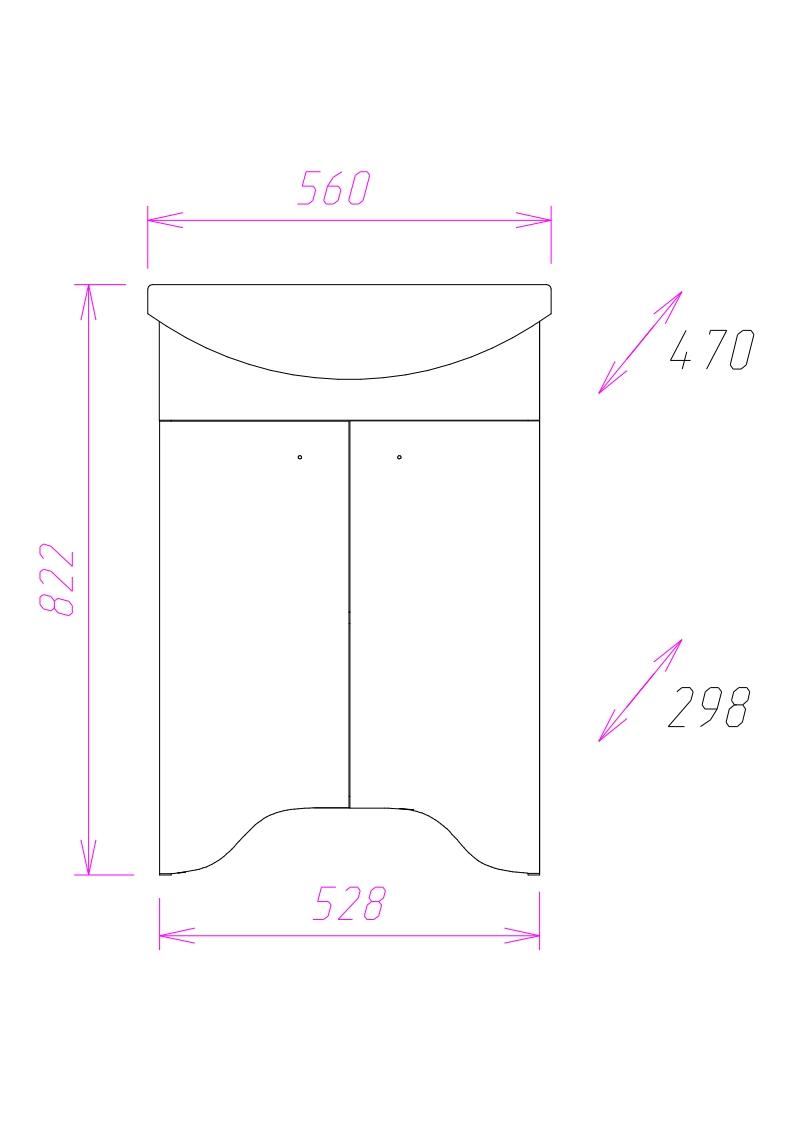 Тумба Onika Омега 55 напольная, белая (ум. Арго 55)