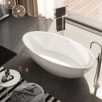 GRUPPO TREESSE CAREZZA Ванна отдельностоящая 1700х800х520 мм., с сливом-переливом и сифоном, SOLID SURFACE, цвет белый глянцевый