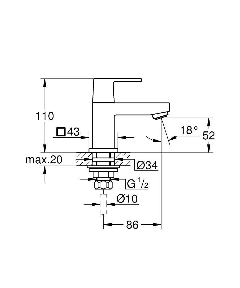 Вентиль для раковины GROHE Eurocube, без функции смесителя, хром (23137000) Вентиль для раковины GROHE Eurocube, без функции смесителя, хром (23137000)