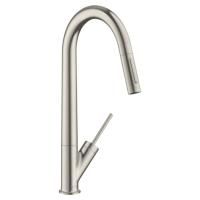 AX Starck Кухонный смеситель 270, с выдвижным душем, Eco, цвет  сталь AX Starck Кухонный смеситель 270, с выдвижным душем, Eco, цвет  сталь