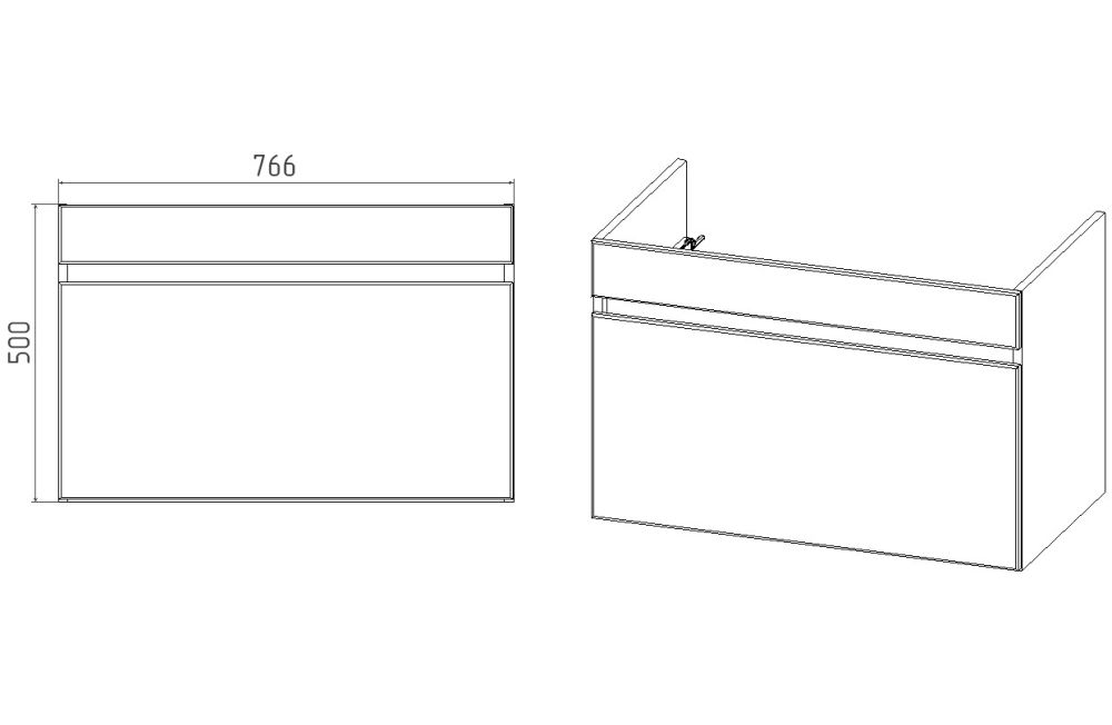 Тумба VIANT "Мальта" 1 ящик подвесная 425х760х500 под раковину .S-UM-COM80/1-w (COMO 80) (VMAL80CO-T1YP), артикул VMAL80CO-T1YP