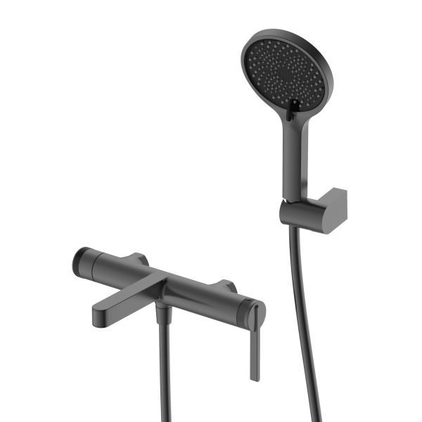 Смеситель для ванны с душем DQ Bonn короткий излив графит (DA1703206)