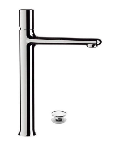 Daniel Fusion, высокий однорычажный смеситель для раковины (излив 18,5 см), с донным клапаном click-clack, цвет хром