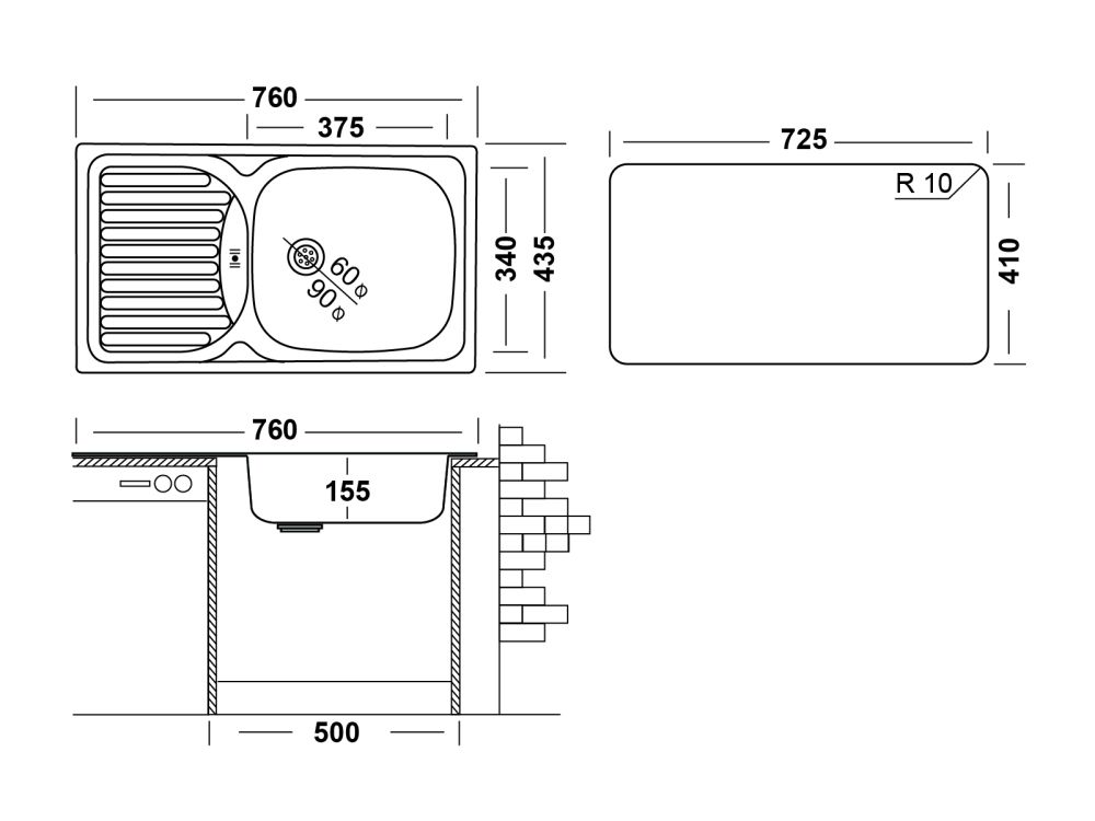 Кухонная мойка UKINOX Классика CLM760.435 -GW6K 2L, 43,5*76, артикул CLM760.435 -GW6K 2L