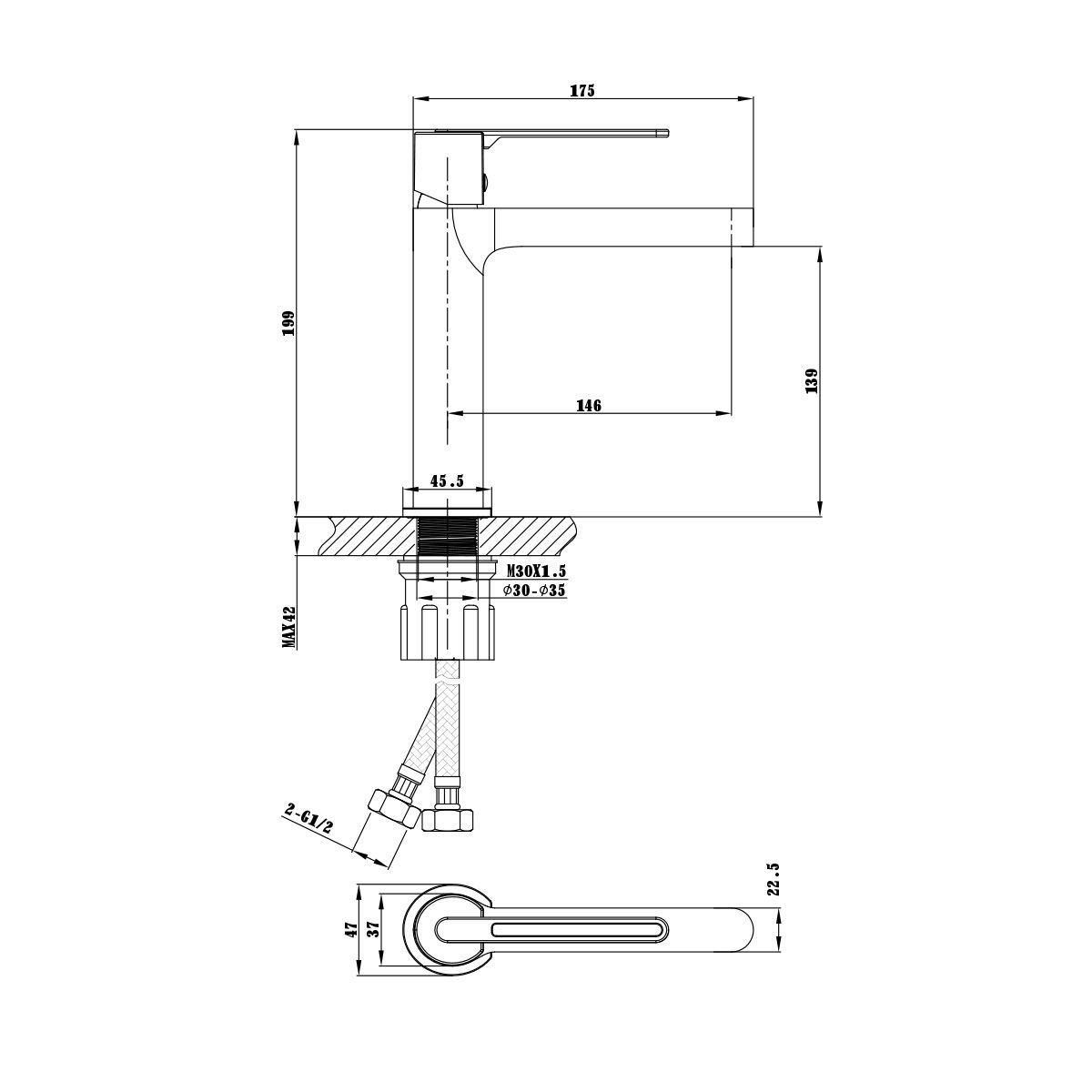 смесители для раковины Vincea Смеситель для раковины Rondo VBF-1R1GM однорычажный, вороненая сталь,
