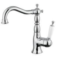 OXFORD Смеситель для раковины моноком., ручка белая, хром