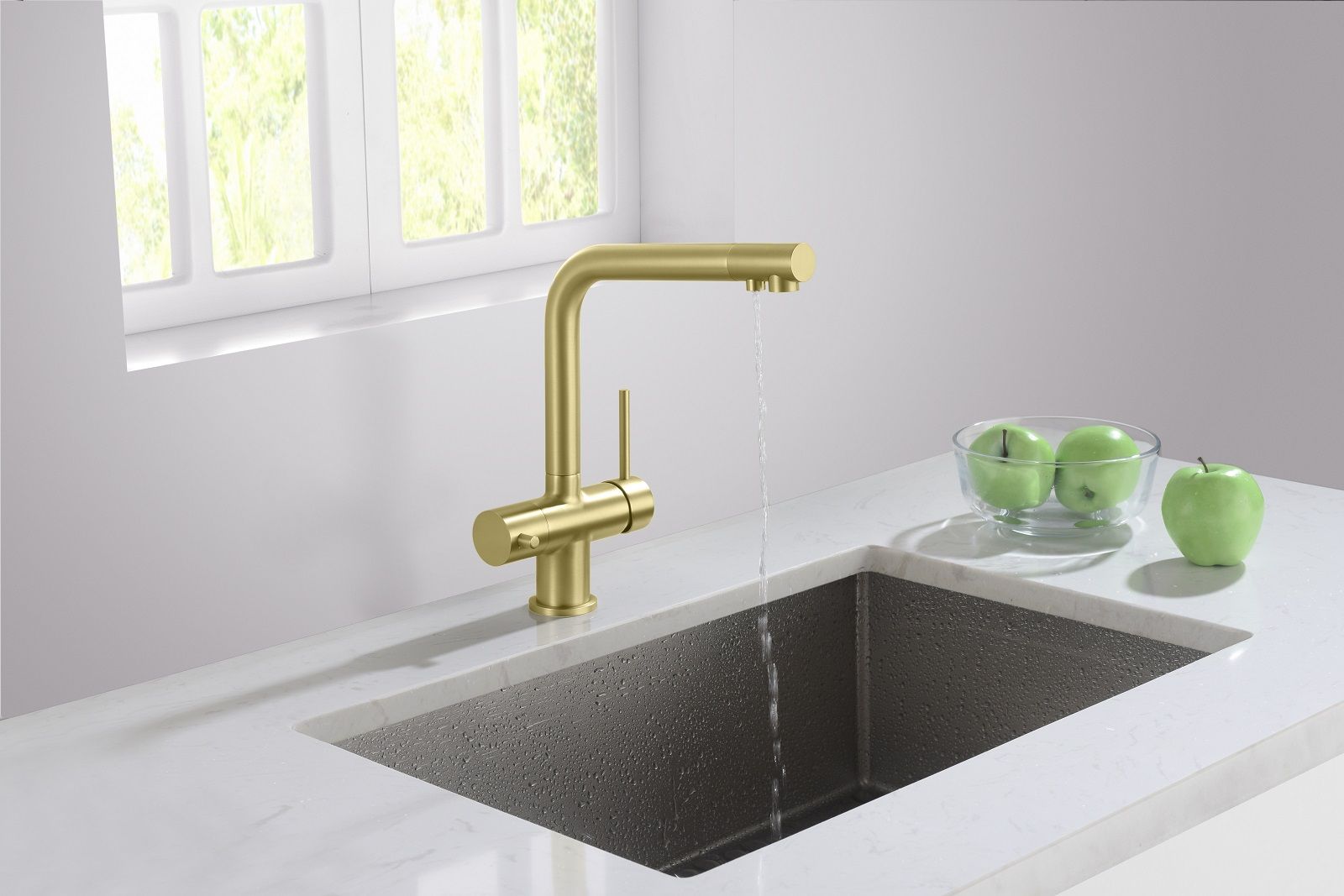 Смеситель для кухни с подключением фильтра Timo Saona 2396/17F золото матовое, артикул 2396/17F