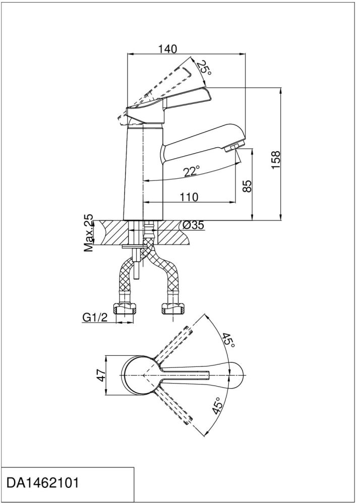 Смеситель для раковины DK Rhein Schiller (DA1462101), артикул DA1462101