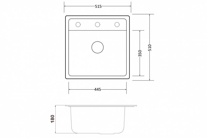 Кухонная мойка ZorG Granit GR 515 BLACK BRONZE Черный / Бронза