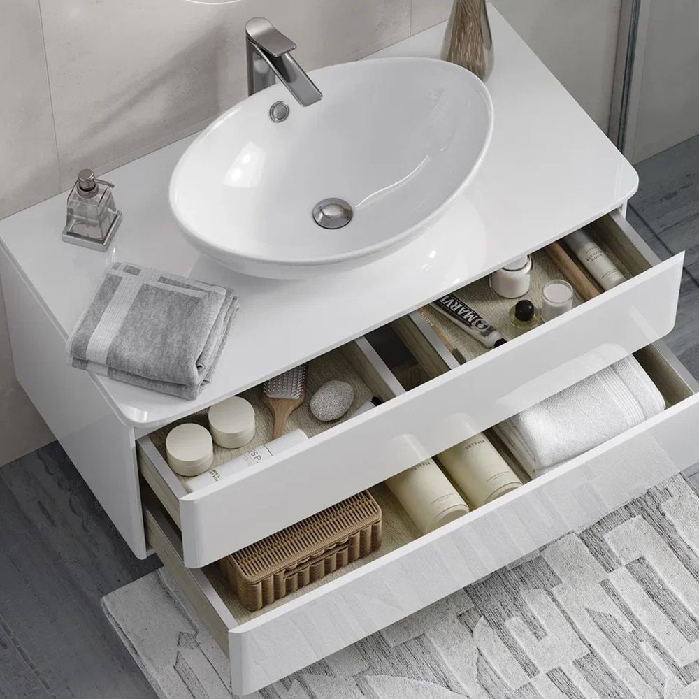 Тумба под раковину подвесная Velvex Luna tp.LUN.100.2Y, 100 см, артикул tp.LUN.100.2Y