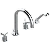 THG HAMPTONS Смеситель для установки на борт ванны на 4 отверстия, с изливом и ручным душем, цвет хром