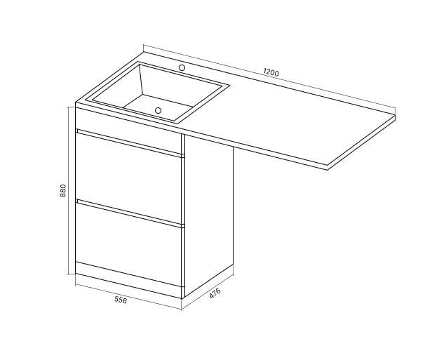 Тумба VIANT "Мальта" под с/м 2 ящика белый/дуб вотан под раковину Paola Bella 1200 R, Paola Bella 1200 L (Bella 120) (VMAL120BELLA-T2Y), артикул VMAL120BELLA-T2Y