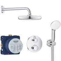 Набор для комплектации душа GROHE Grohtherm: Термостатический смеситель, верхний душ Tempesta 210 с кронштейном, ручной душ, хром (34727000) Набор для комплектации душа GROHE Grohtherm: Термостатический смеситель, верхний душ Tempesta 210 с кронштейном, ручной душ, хром (34727000)