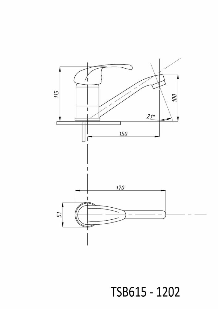 Смеситель для раковины TSARSBERG (TSB-615-1202) тип См-УмОЦБА, См-МОЦБА, артикул TSB-615-1202