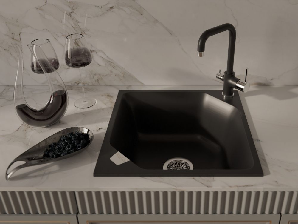 Rivelato Смеситель для кухни Tovel Г-обр. с краном питьевой воды D-35мм antracite cromo арт., артикул 9025208 antracite cromo