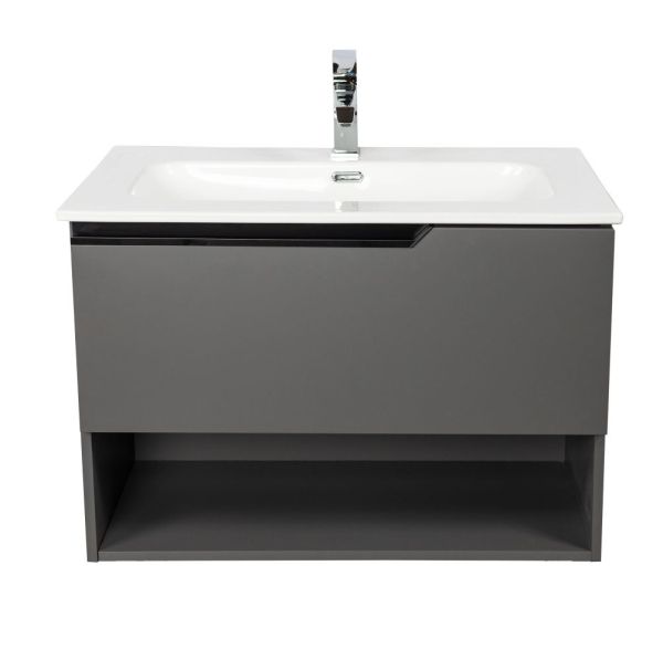 Комплект мебели Visobath Eleven, 800 мм левый, цвет пепельный матовый лак (Ceniza)