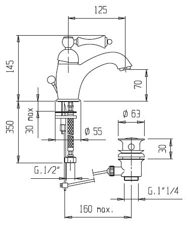 Смеситель для раковины Cezares Margot MARGOT-LSM1-01-M Хром