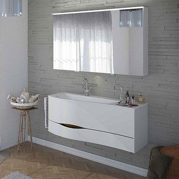 BurgBad Sinea 2.0 Тумба 1210х475 мм. с 2 мя выдв. ящик,рак.из мин. литья с 1 отв. под см-ль, ручки  G0165, левостор., в компл сифон, цвет белый гл.