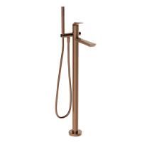GESSI  VENTAGLIO Внешняя часть напольного смесителя для ванны с перекл и ручным душем , цвет: Copper Brushed PVD