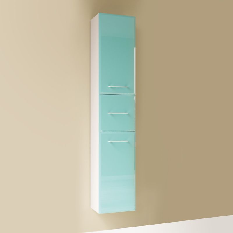 Шкаф пенал Marka One Mix 30П с ручками фасад стекло Бирюзовый