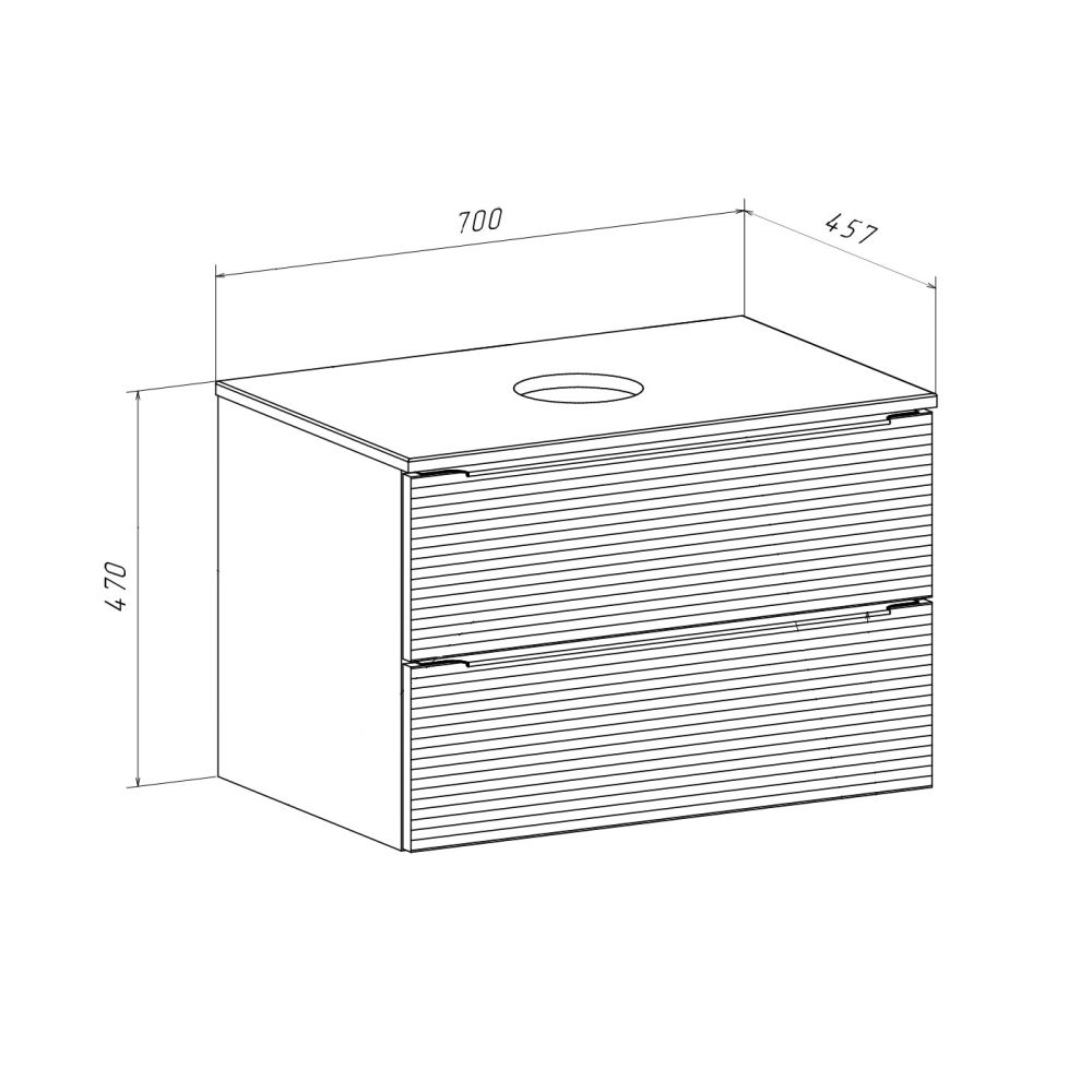 Тумба RUNO Орлеан 70 серый/чёрный подвесная под накладной умывальник (00-00002021), артикул 00-00002021
