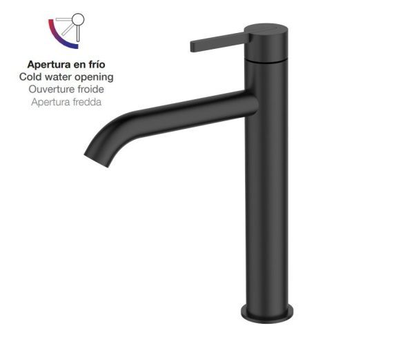 AQG Urban, высокий однорычажный смеситель для раковины без донного клапана, цвет черный матовый