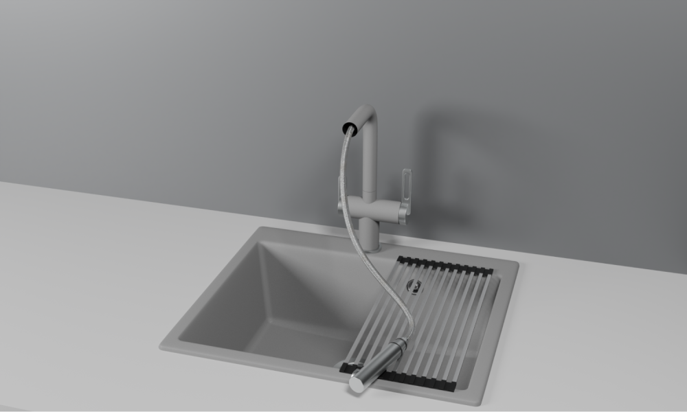 Смеситель для кухни GRANULA с выдвижным изливом и подключением к фильтру (8170, АЛЮМИНИУМ), артикул 8170, АЛЮМИНИУМ