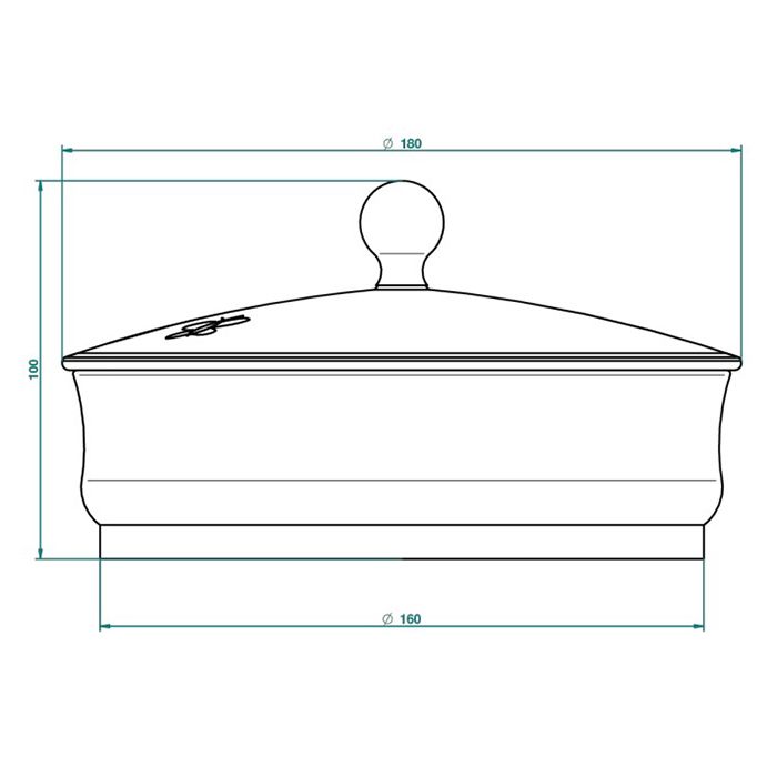 THG CAPUCINE VERT DECOR PLATINE Китайская лакированная коробка с белой керамической крышкой Ø180 мм., big size, декор платина/зеленый, цвет платина