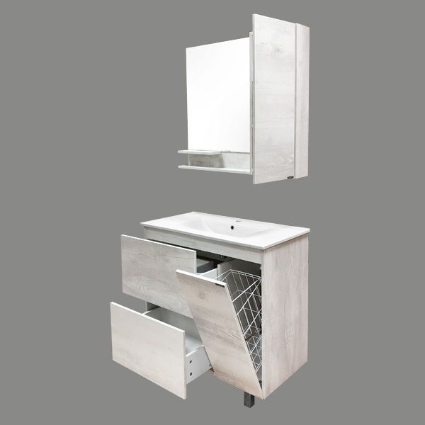 Зеркало со шкафом Comforty Верона 90 4136714 Дуб белый