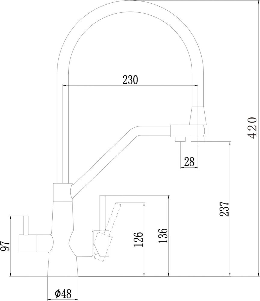 Смеситель для кухонной мойки под фильтр питьевой воды Fmark (FS0662-Q04), артикул FS0662-Q04