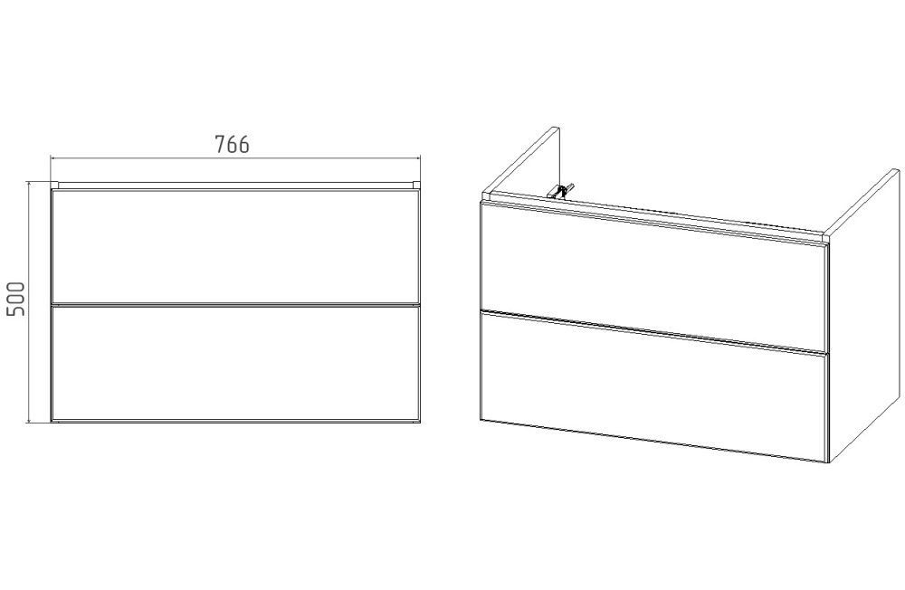 Тумба VIANT "София" 2 ящика подвесная графит 425х760х500 под раковину .S-UM-COM80/1-w (COMO 80) (VSOF80COG-T2YP), артикул VSOF80COG-T2YP
