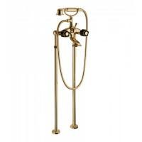 Bongio Fleur Noir Смеситель для ванны напольный с ручным душем, цвет золото/черный фарфор