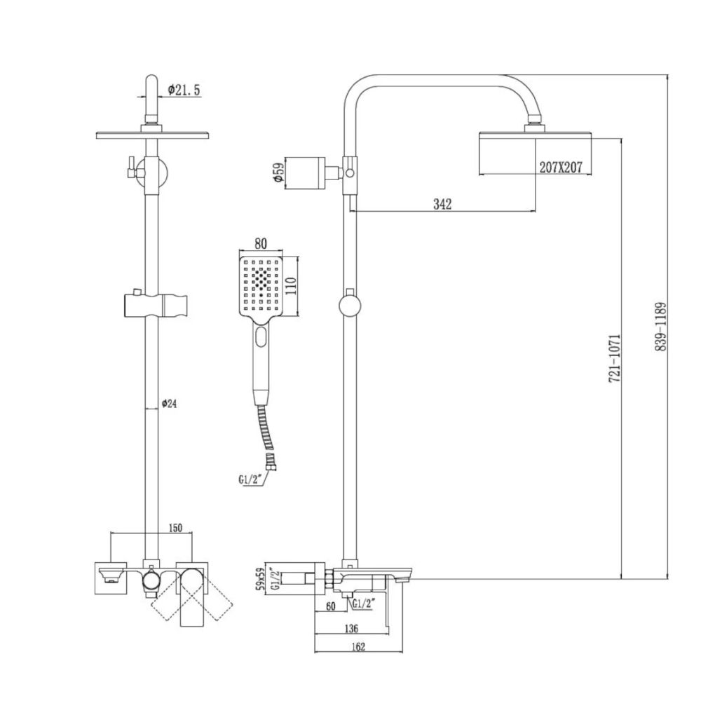 Душевая система Savol S-601144-1, хром